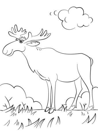 Cartoon Moose Coloring Page